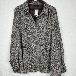 Lane Bryant Blouse NWT No Peek Collection Brown Cream Floral Modest Career 26/28